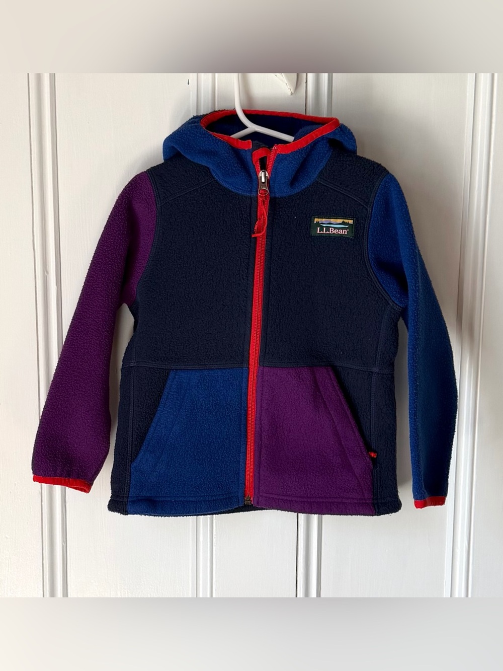 LL Bean Mountain Classic Fleece Hooded Full Zip Kids' Size 4T Jacket Color Block